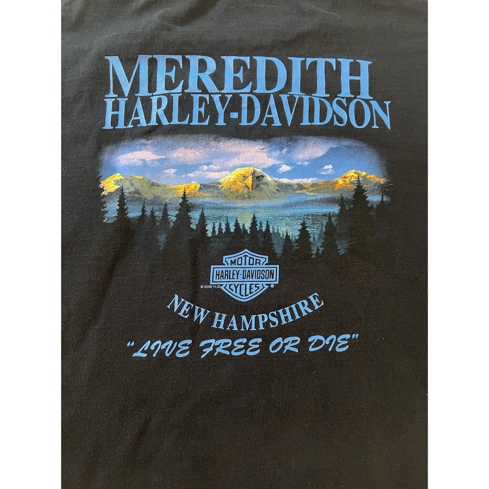 Vintage Harley Davidson Meredith New Hampshire T Shirt 2XL Biker (159)